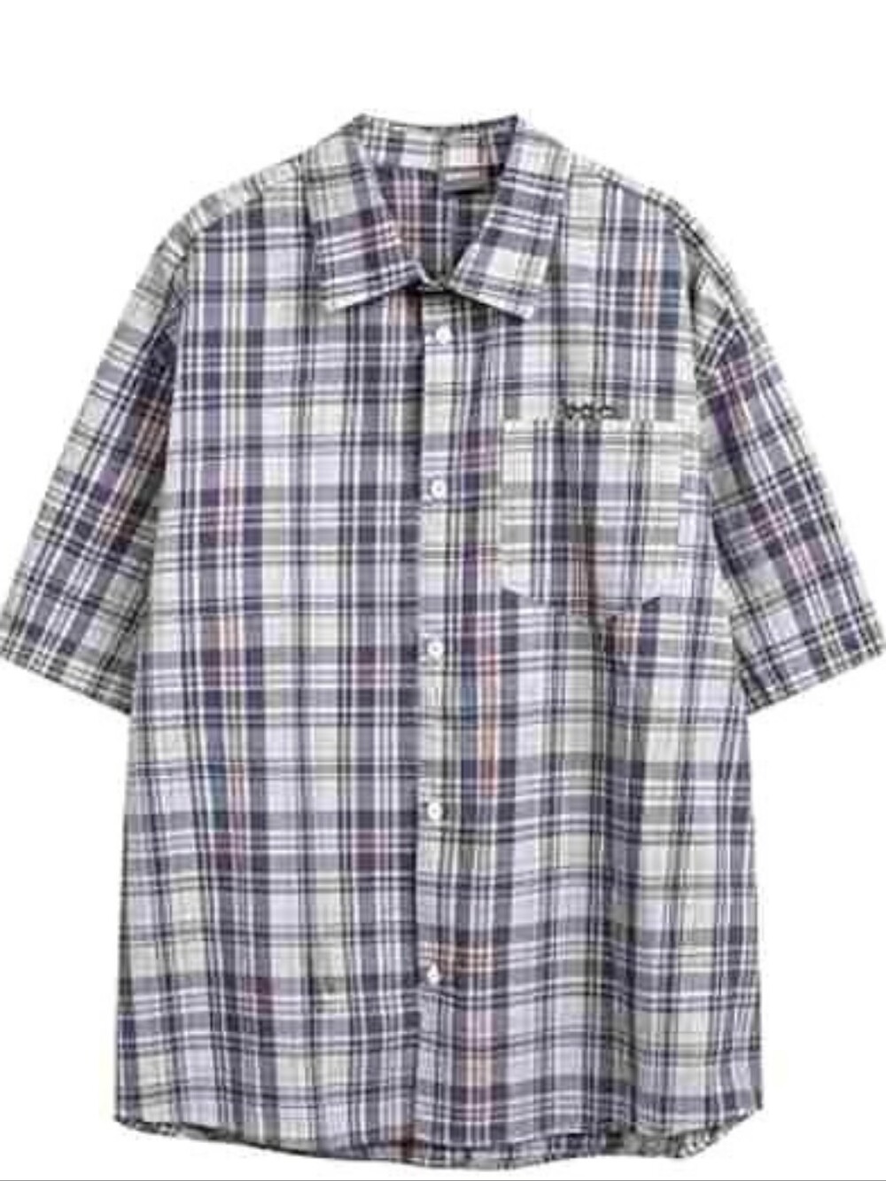 Gray Plaid Embroidered Shirt